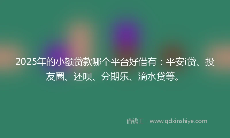 2025年的小额贷款哪个平台好借有：平安i贷、投友圈、还呗、分期乐、滴水贷等。