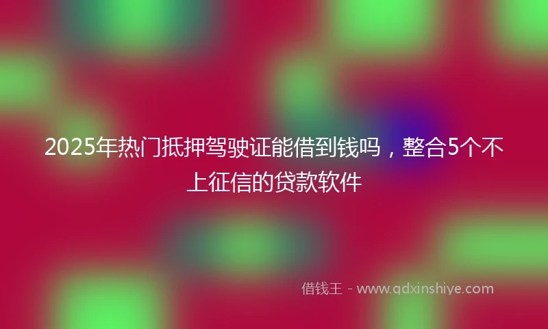 2025年热门抵押驾驶证能借到钱吗，整合5个不上征信的贷款软件