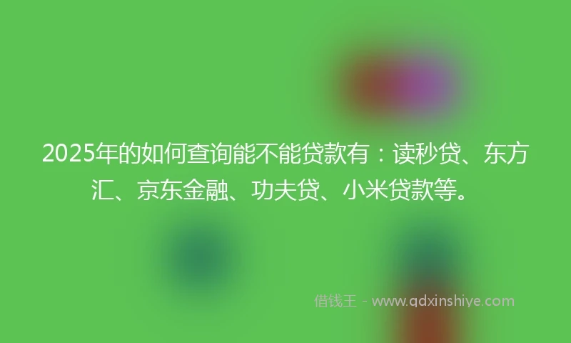 2025年的如何查询能不能贷款有：读秒贷、东方汇、京东金融、功夫贷、小米贷款等。