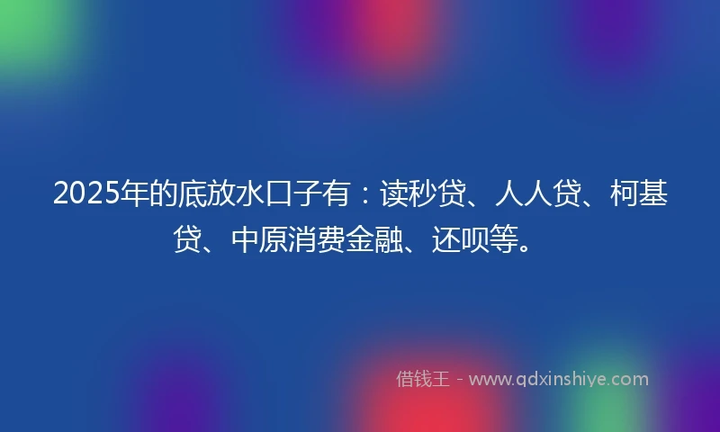 2025年的底放水口子有：读秒贷、人人贷、柯基贷、中原消费金融、还呗等。