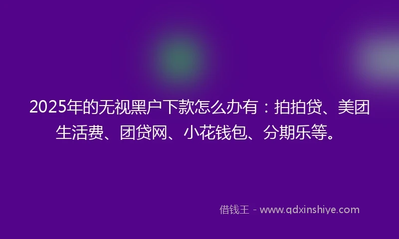 2025年的无视黑户下款怎么办有：拍拍贷、美团生活费、团贷网、小花钱包、分期乐等。