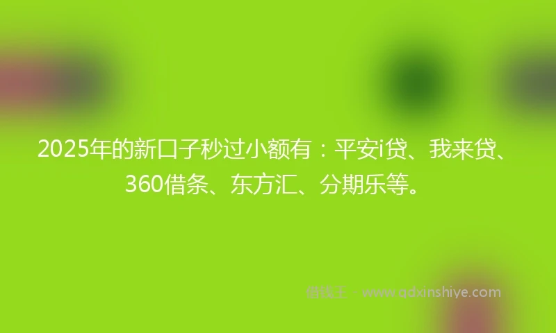 2025年的新口子秒过小额有：平安i贷、我来贷、360借条、东方汇、分期乐等。