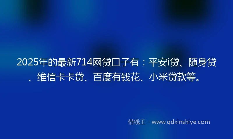 2025年的最新714网贷口子有：平安i贷、随身贷、维信卡卡贷、百度有钱花、小米贷款等。
