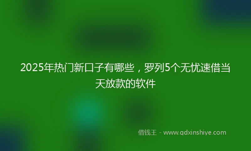 2025年热门新口子有哪些，罗列5个无忧速借当天放款的软件