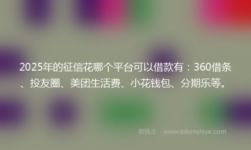 2025年的征信花哪个平台可以借款有：360借条、投友圈、美团生活费、小花钱包、分期乐等。