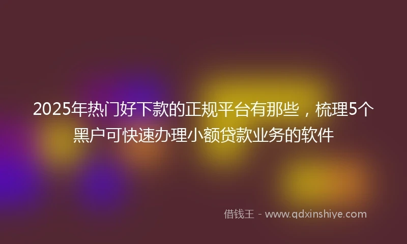 2025年热门好下款的正规平台有那些，梳理5个黑户可快速办理小额贷款业务的软件