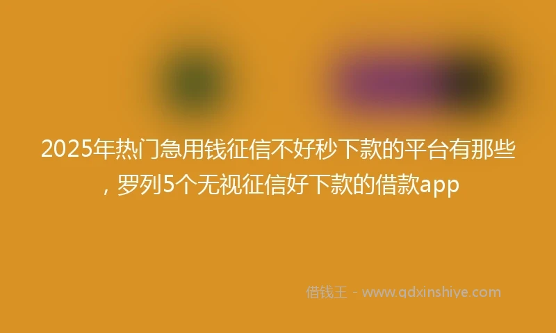 2025年热门急用钱征信不好秒下款的平台有那些，罗列5个无视征信好下款的借款app
