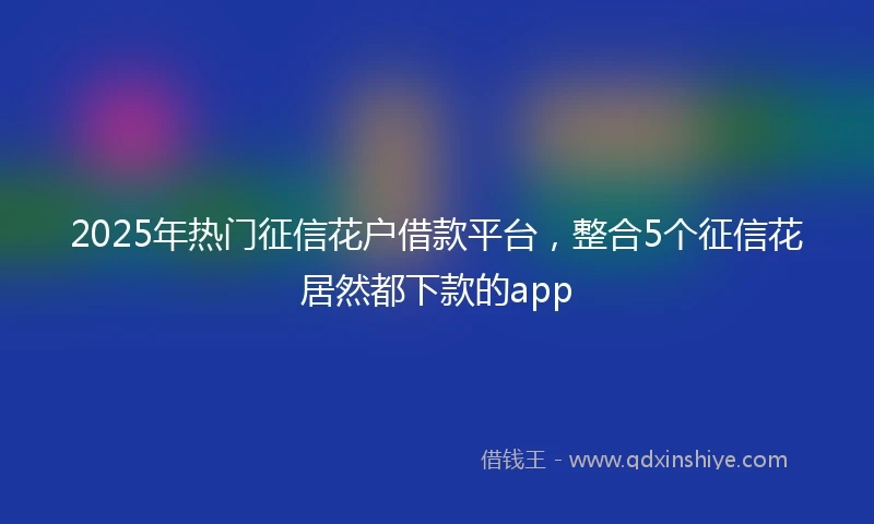 2025年热门征信花户借款平台，整合5个征信花居然都下款的app
