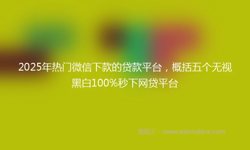 2025年热门微信下款的贷款平台，概括五个无视黑白100%秒下网贷平台
