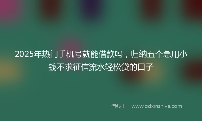 2025年热门手机号就能借款吗，归纳五个急用小钱不求征信流水轻松贷的口子