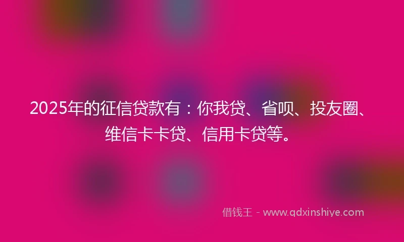 2025年的征信贷款有：你我贷、省呗、投友圈、维信卡卡贷、信用卡贷等。