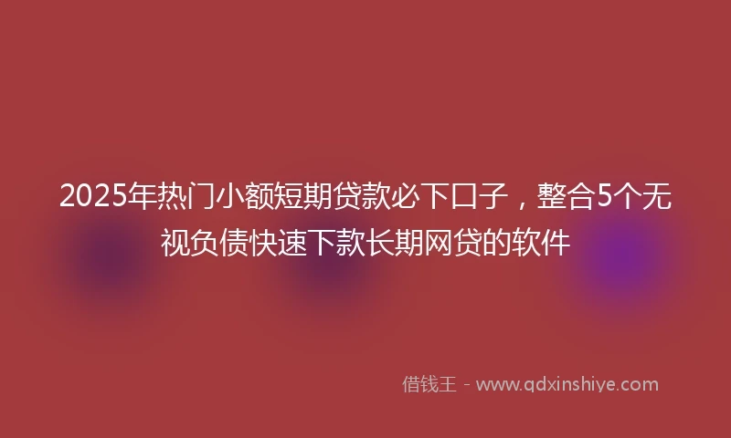 2025年热门小额短期贷款必下口子，整合5个无视负债快速下款长期网贷的软件