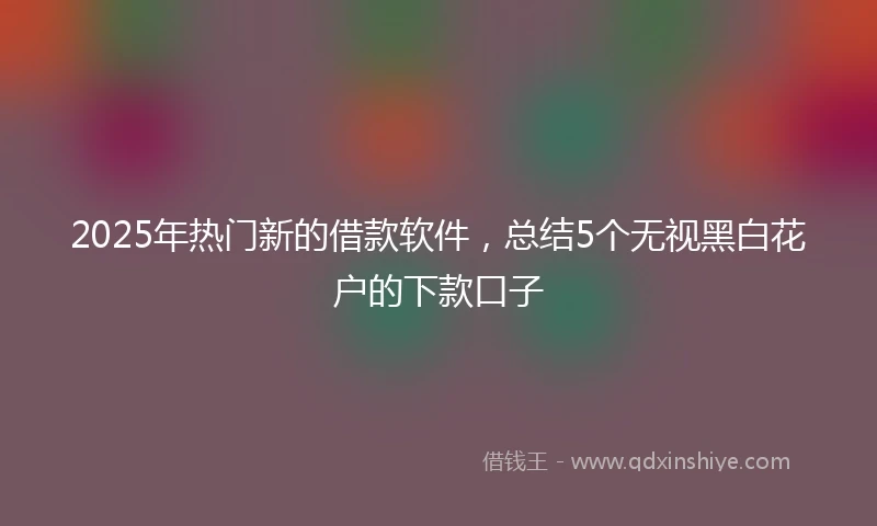 2025年热门新的借款软件，总结5个无视黑白花户的下款口子