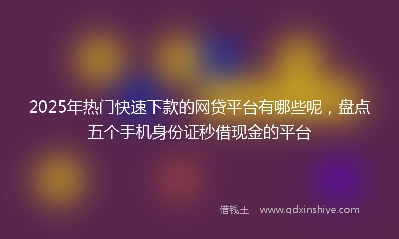 2025年热门快速下款的网贷平台有哪些呢，盘点五个手机身份证秒借现金的平台