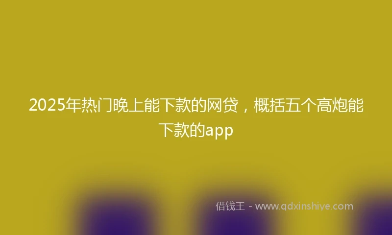 2025年热门晚上能下款的网贷，概括五个高炮能下款的app