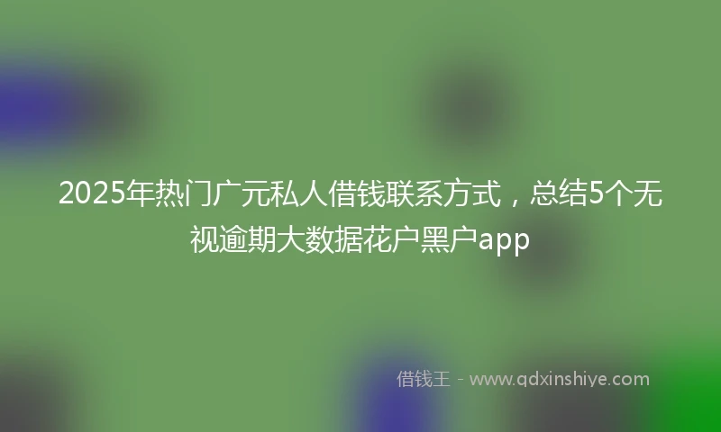 2025年热门广元私人借钱联系方式，总结5个无视逾期大数据花户黑户app