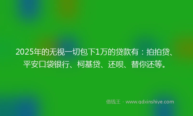 2025年的无视一切包下1万的贷款有：拍拍贷、平安口袋银行、柯基贷、还呗、替你还等。