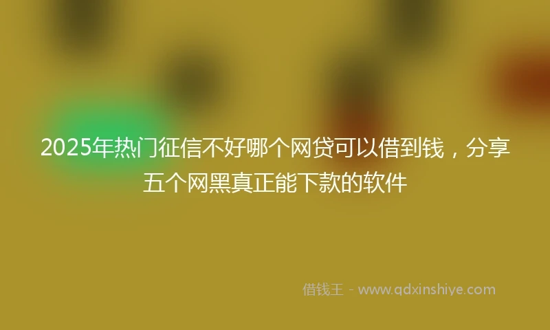 2025年热门征信不好哪个网贷可以借到钱，分享五个网黑真正能下款的软件