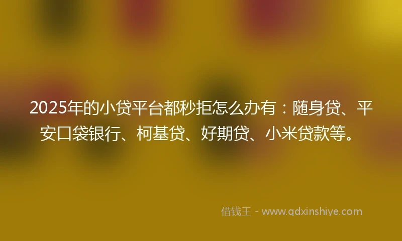 2025年的小贷平台都秒拒怎么办有：随身贷、平安口袋银行、柯基贷、好期贷、小米贷款等。