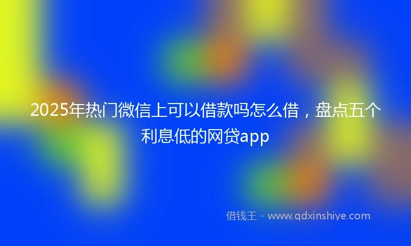 2025年热门微信上可以借款吗怎么借，盘点五个利息低的网贷app
