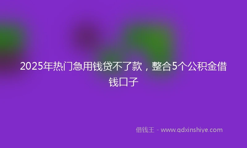 2025年热门急用钱贷不了款，整合5个公积金借钱口子