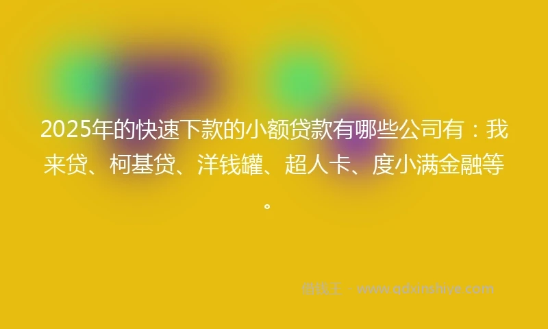 2025年的快速下款的小额贷款有哪些公司有：我来贷、柯基贷、洋钱罐、超人卡、度小满金融等。