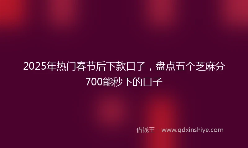 2025年热门春节后下款口子，盘点五个芝麻分700能秒下的口子