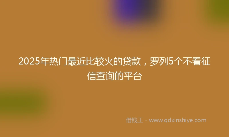 2025年热门最近比较火的贷款，罗列5个不看征信查询的平台