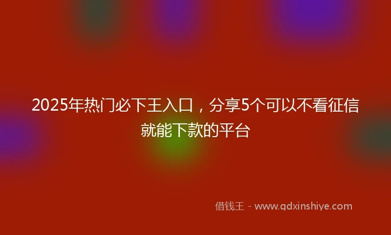 2025年热门必下王入口，分享5个可以不看征信就能下款的平台
