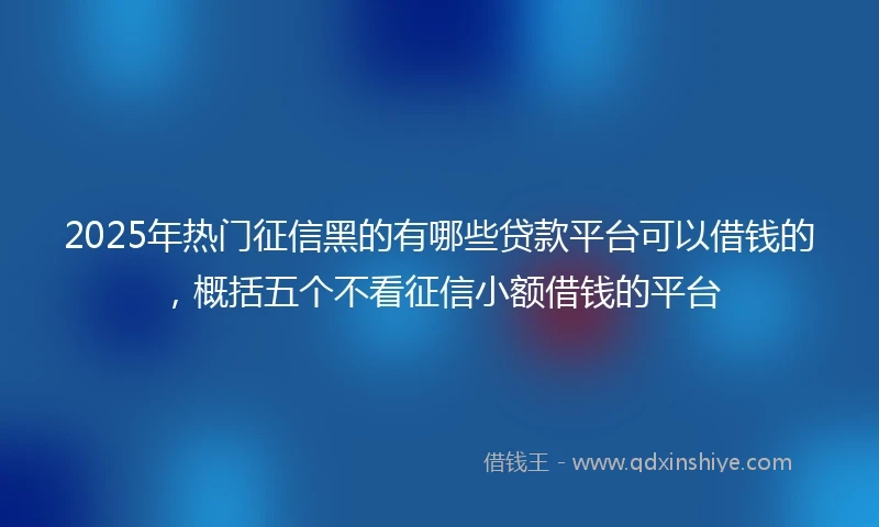2025年热门征信黑的有哪些贷款平台可以借钱的，概括五个不看征信小额借钱的平台