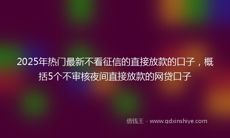 2025年热门最新不看征信的直接放款的口子，概括5个不审核夜间直接放款的网贷口子