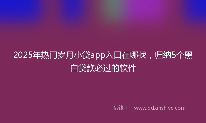 2025年热门岁月小贷app入口在哪找，归纳5个黑白贷款必过的软件