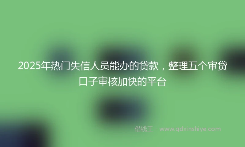 2025年热门失信人员能办的贷款，整理五个审贷口子审核加快的平台