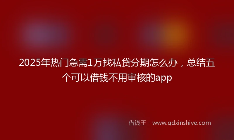 2025年热门急需1万找私贷分期怎么办，总结五个可以借钱不用审核的app