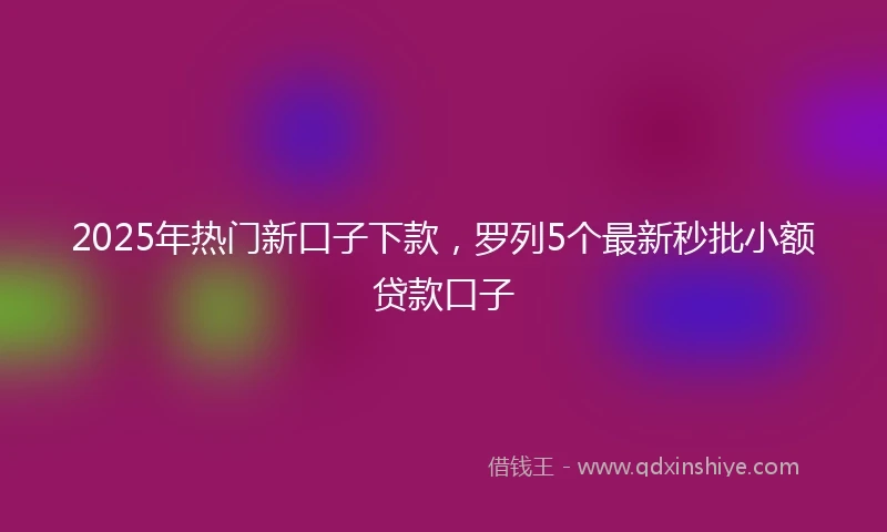 2025年热门新口子下款，罗列5个最新秒批小额贷款口子