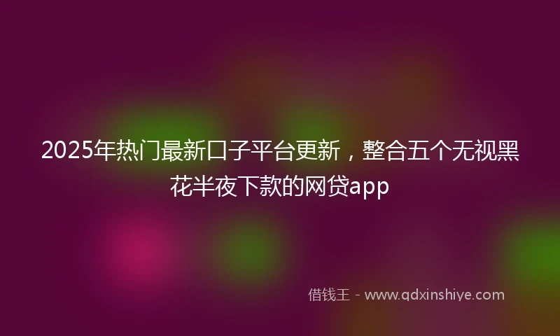 2025年热门最新口子平台更新，整合五个无视黑花半夜下款的网贷app