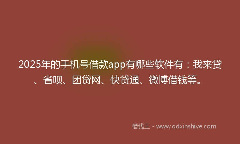 2025年的手机号借款app有哪些软件有：我来贷、省呗、团贷网、快贷通、微博借钱等。
