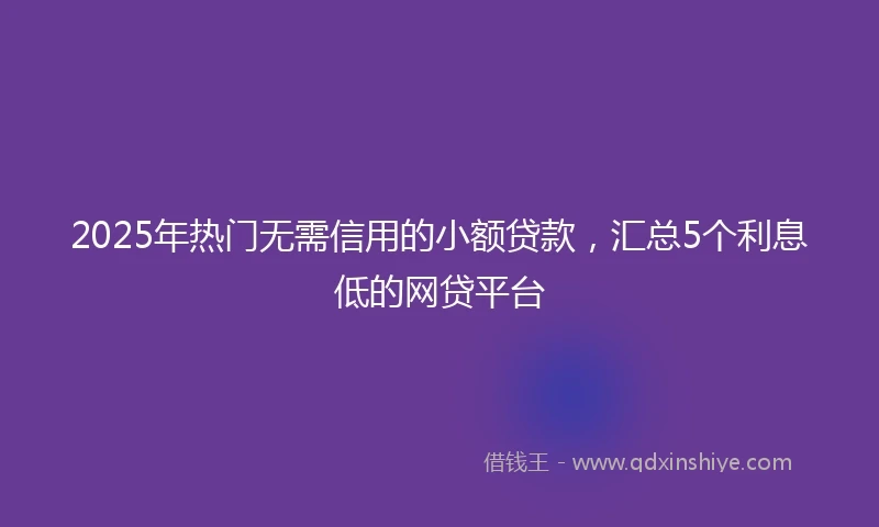 2025年热门无需信用的小额贷款，汇总5个利息低的网贷平台