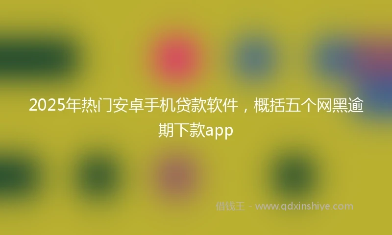 2025年热门安卓手机贷款软件，概括五个网黑逾期下款app