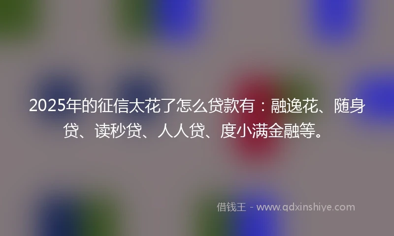 2025年的征信太花了怎么贷款有：融逸花、随身贷、读秒贷、人人贷、度小满金融等。