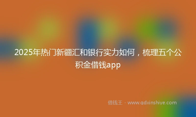 2025年热门新疆汇和银行实力如何，梳理五个公积金借钱app
