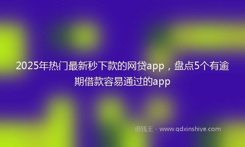 2025年热门最新秒下款的网贷app，盘点5个有逾期借款容易通过的app
