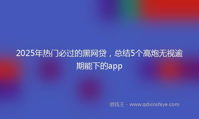 2025年热门必过的黑网贷，总结5个高炮无视逾期能下的app