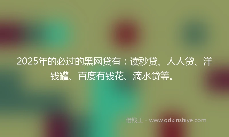 2025年的必过的黑网贷有：读秒贷、人人贷、洋钱罐、百度有钱花、滴水贷等。