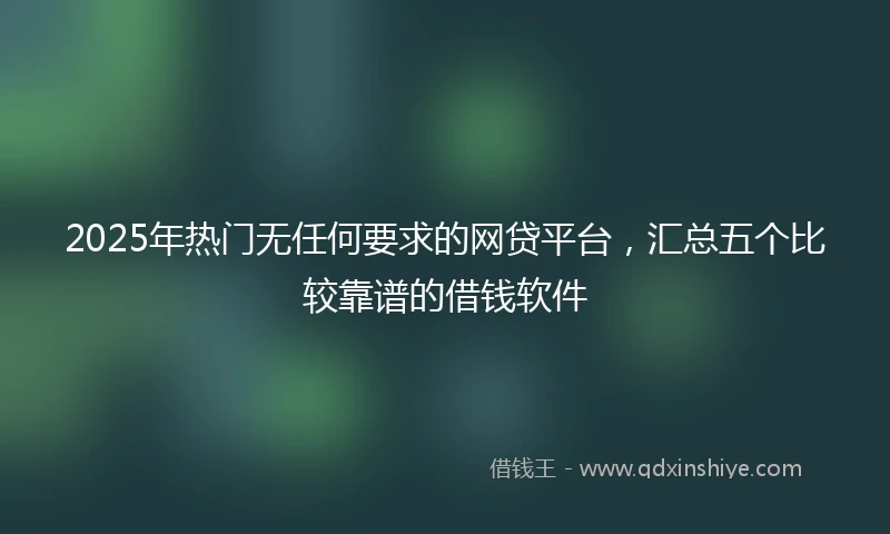 2025年热门无任何要求的网贷平台，汇总五个比较靠谱的借钱软件
