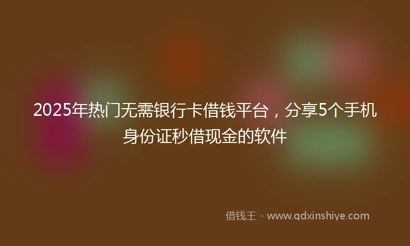 2025年热门无需银行卡借钱平台，分享5个手机身份证秒借现金的软件