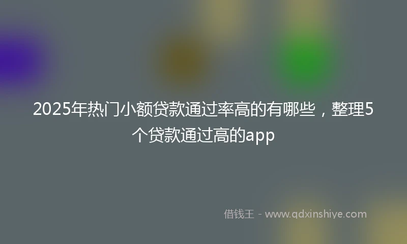 2025年热门小额贷款通过率高的有哪些，整理5个贷款通过高的app