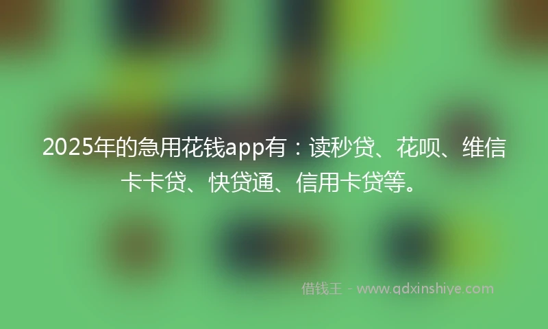 2025年的急用花钱app有：读秒贷、花呗、维信卡卡贷、快贷通、信用卡贷等。