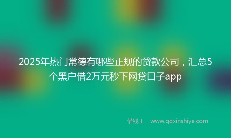 2025年热门常德有哪些正规的贷款公司，汇总5个黑户借2万元秒下网贷口子app