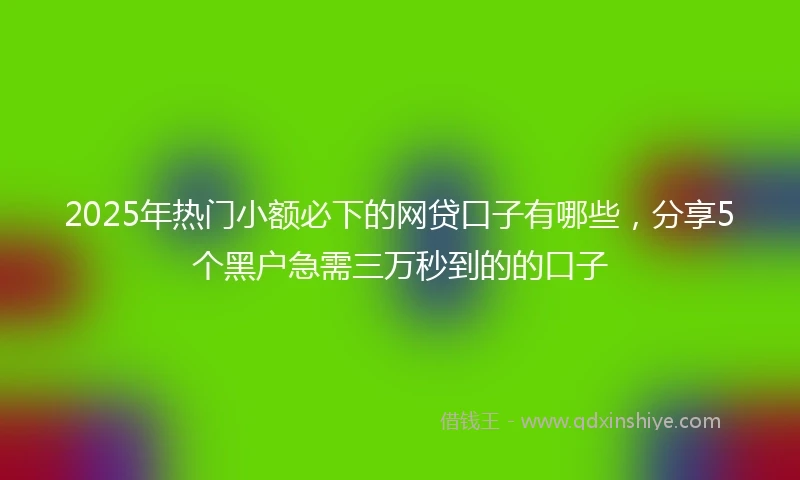 2025年热门小额必下的网贷口子有哪些，分享5个黑户急需三万秒到的的口子